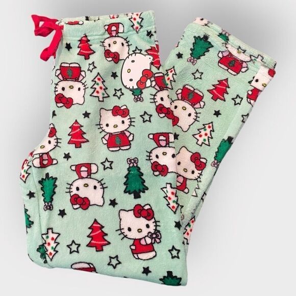 Hello Kitty “Christmas Trees” Fuzzy Soft Touch Pajama Pants Womens size X-Large - Picture 7 of 12